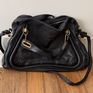 Elegant Black Leather Handbag Chloe large
